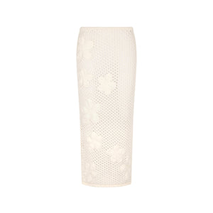 Applique Knit Maxi Skirt - Whipped White