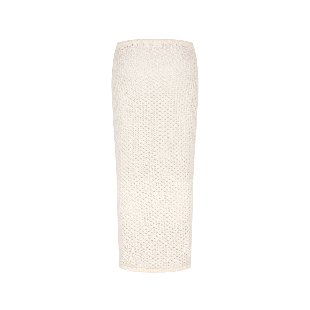 Applique Knit Maxi Skirt - Whipped White