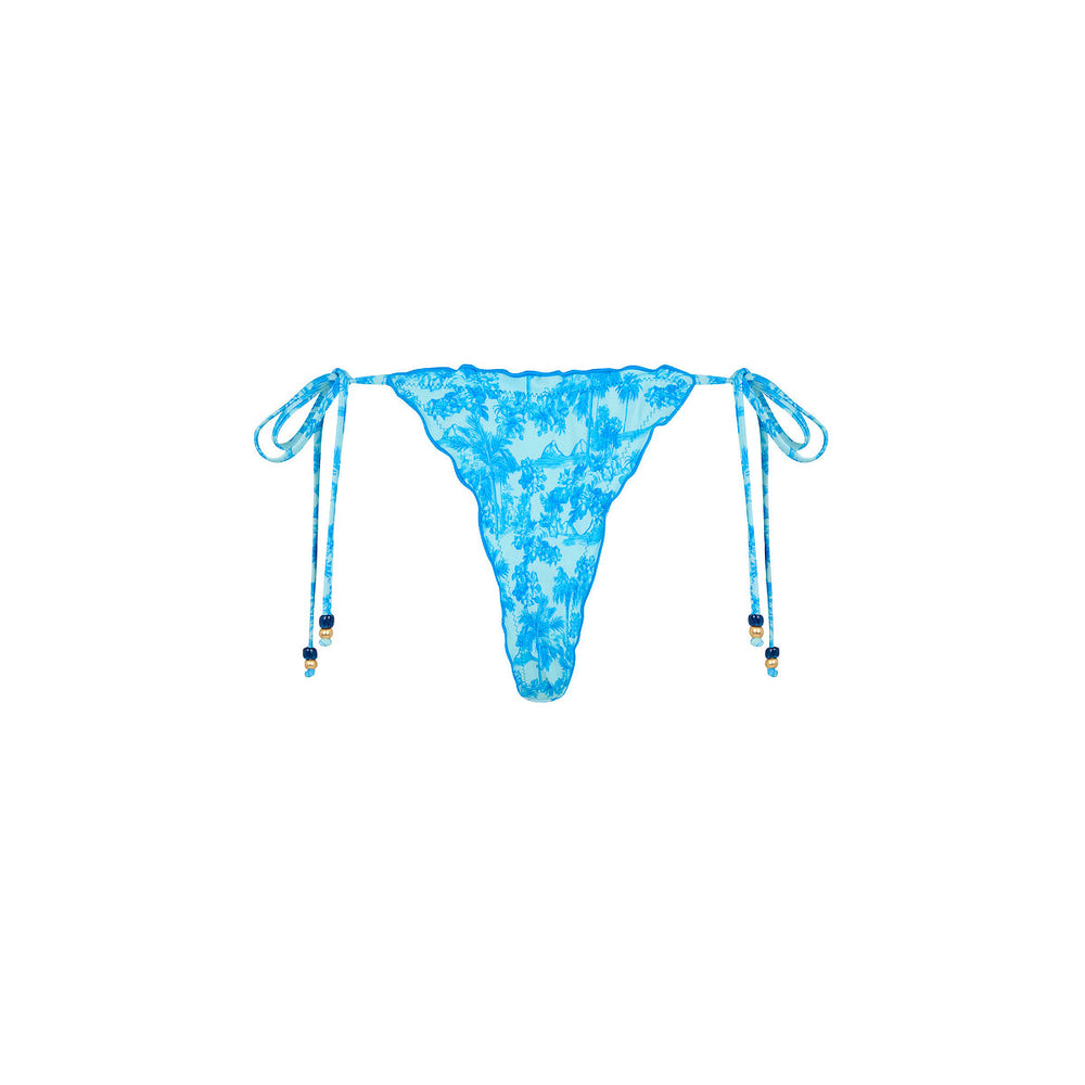 Lettuce Edge Thong Tie Bikini Bottom - Ocean Paradise
