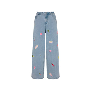 Straight Leg Embroidered Jean - Sunshine Springs