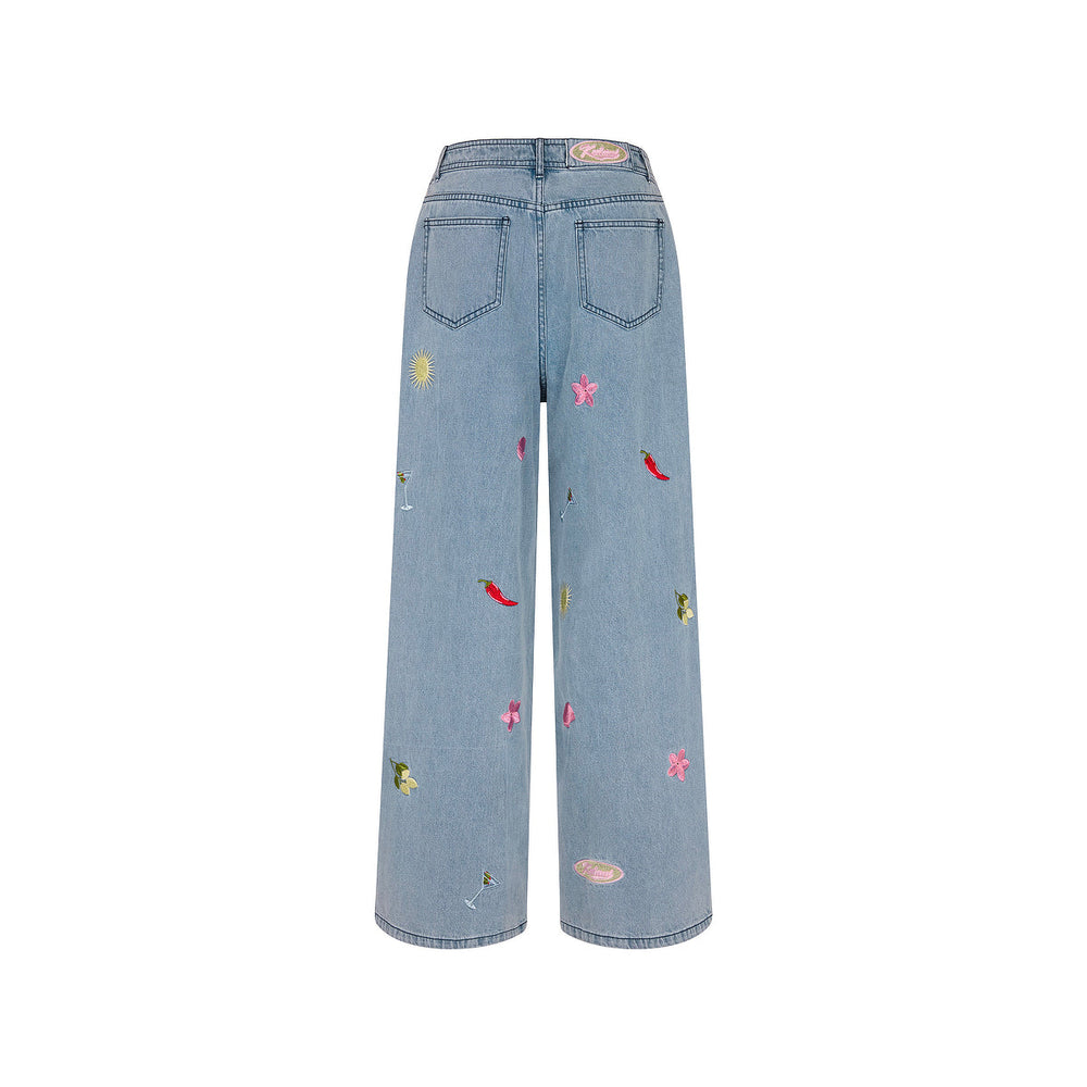Straight Leg Embroidered Jean - Sunshine Springs