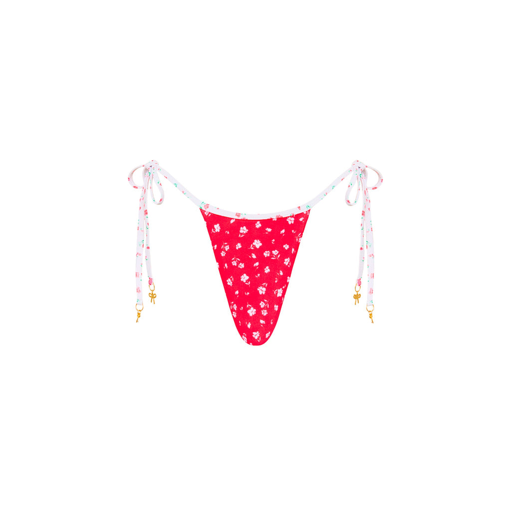 Micro Thong Tie Side Bikini Bottom - Cherry Cove