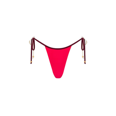 Micro Thong Tie Side Bikini Bottom - Cherry Cola