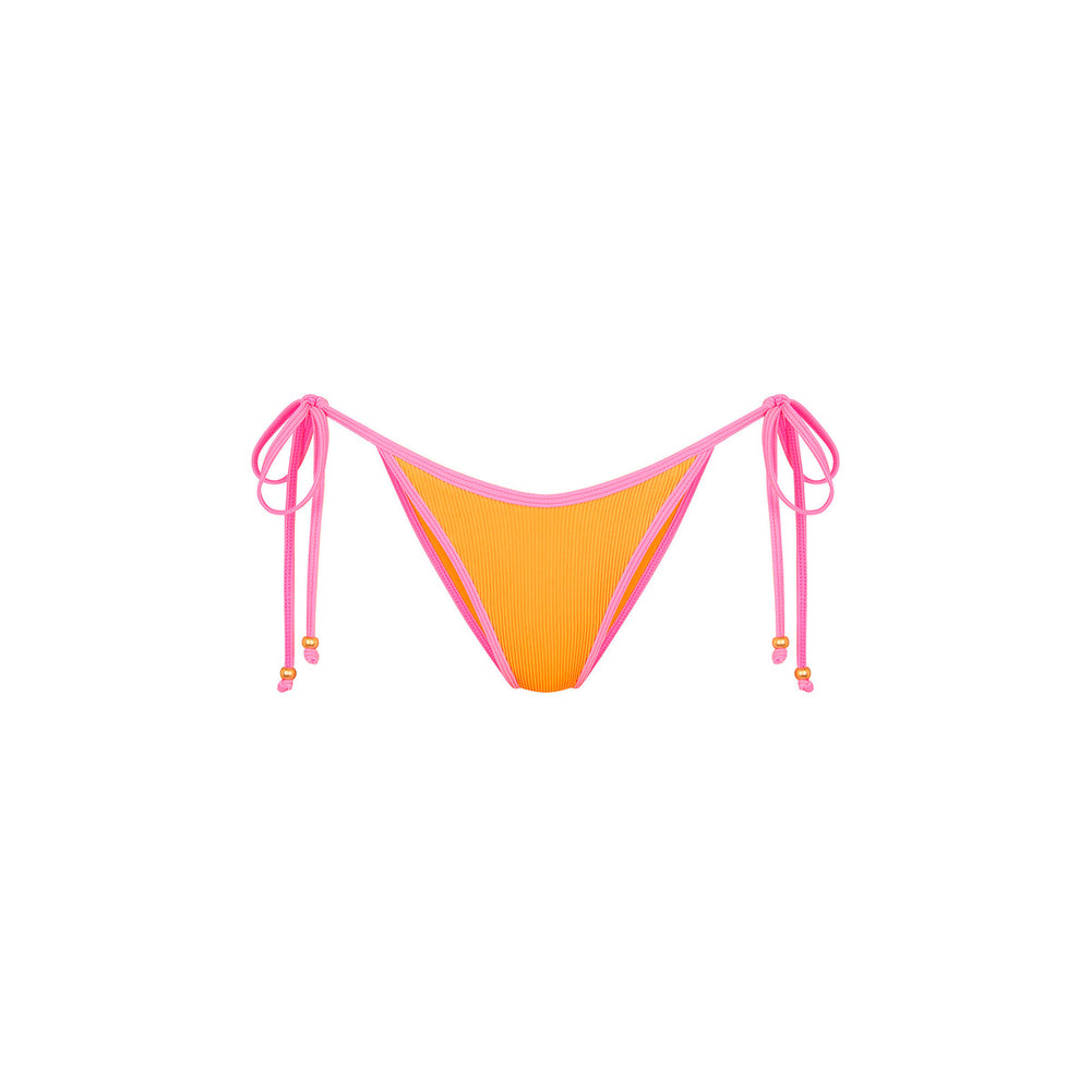 Bind Dipped Cheeky Tie Bikini Bottom - Peach Pop