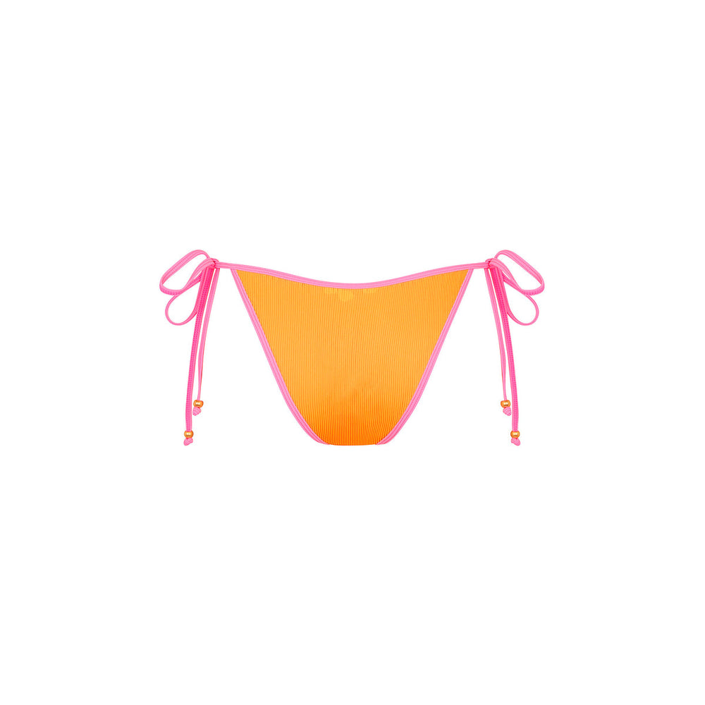 Bind Dipped Cheeky Tie Bikini Bottom - Peach Pop