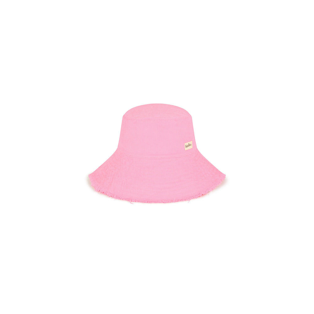Frayed Corduroy Bucket Hat - Pink Lemonade