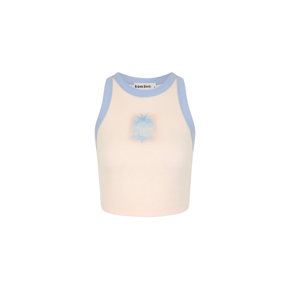 Printed Crop Bind Tank - Salt Breeze
