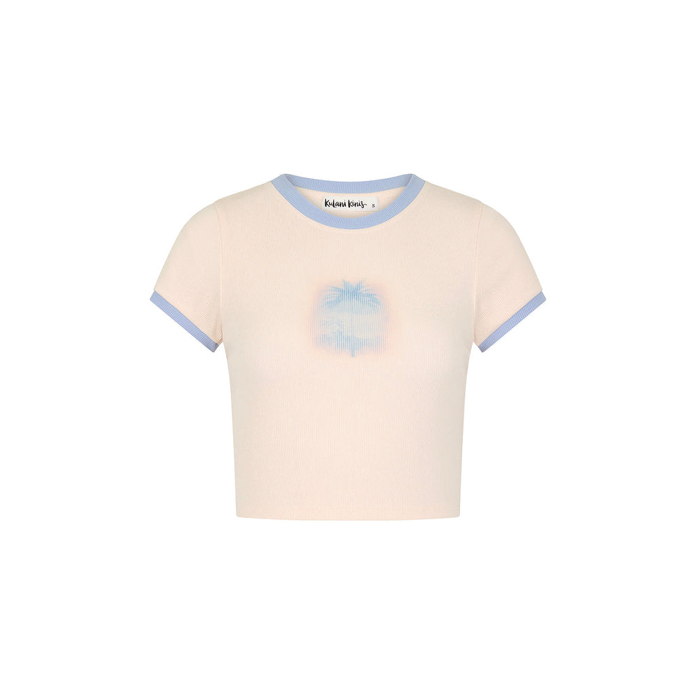 Printed Crop Baby Tee - Salt Breeze