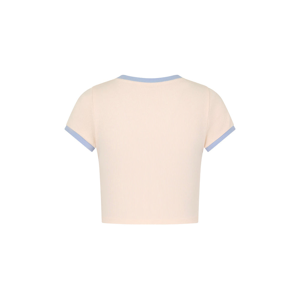 Printed Crop Baby Tee - Salt Breeze