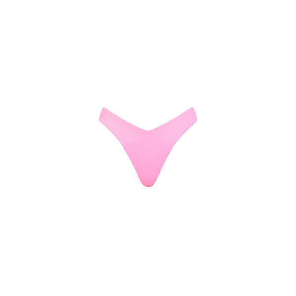 Y Cheeky Bikini Bottom - Taffy Pink Ribbed