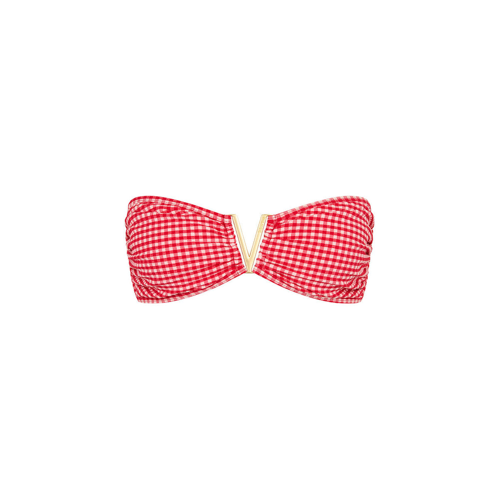 Mega V Strapless Tie Bikini Top - Strawberry Siesta