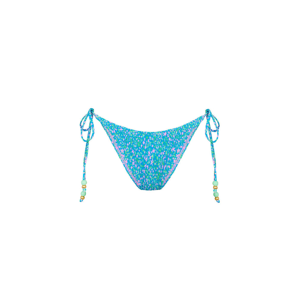 Shirred Dipped Cheeky Tie Bikini Bottom - Ocean Kisses