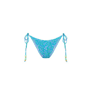 Shirred Dipped Cheeky Tie Bikini Bottom - Ocean Kisses