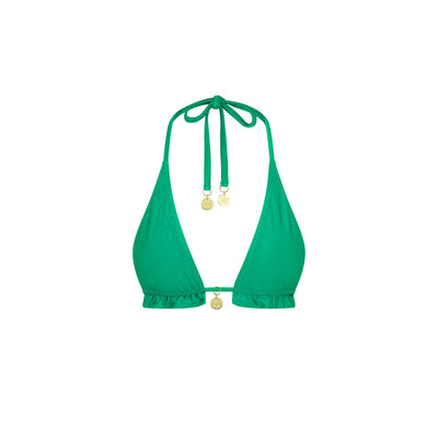 Frill Halter Bralette Bikini Top - Island Lush