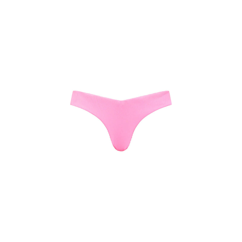 Cheeky V Bikini Bottom - Taffy Pink Ribbed