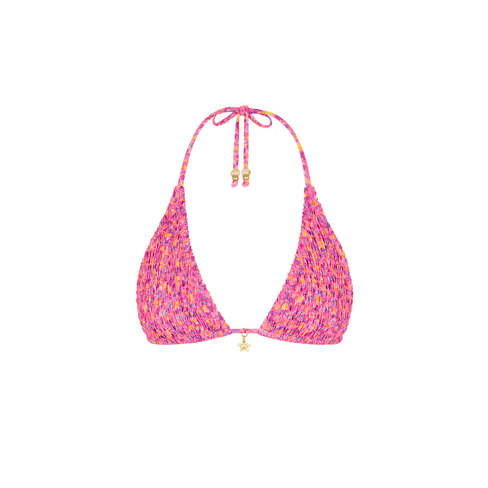 Shirred Triangle Bikini Top - Gelato Bloom