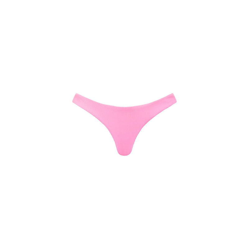 Minimal Full Coverage Bikini Bottom - Taffy Pink Ribbed