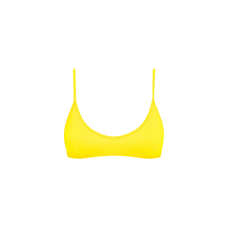 Minimal Tie Back Bikini Top - Sunshine Yellow Ribbed