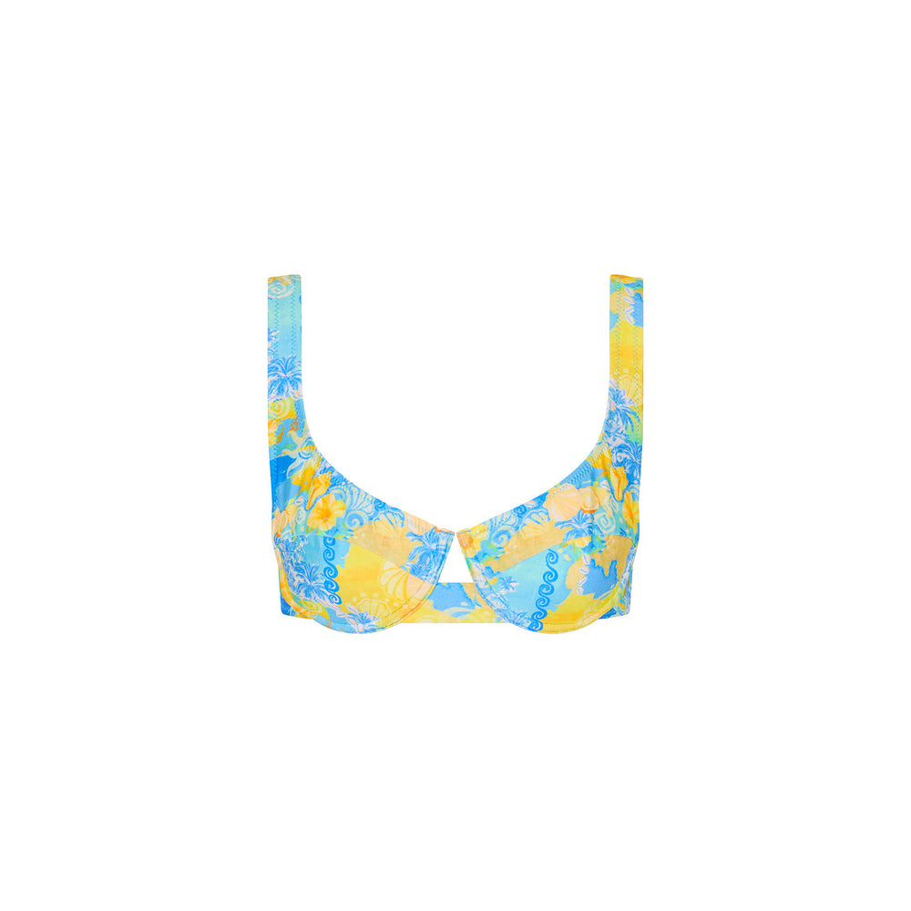 Underwire Tie Back Bikini Top - Limoncello Lagoon