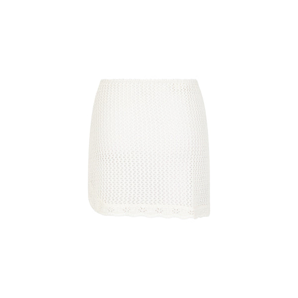 Crochet Knit Mini Sarong - Ivory
