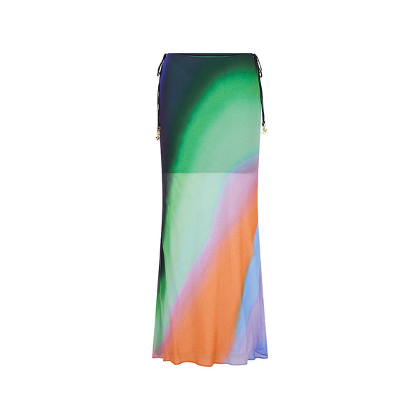 Chiffon Tie Side Maxi Skirt - Spellbound Swirl