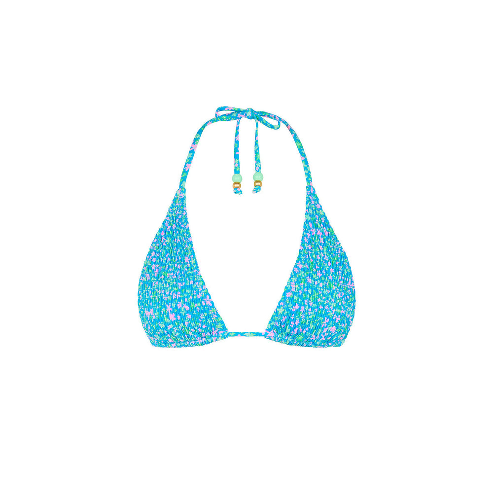 Shirred Triangle Bikini Top - Ocean Kisses