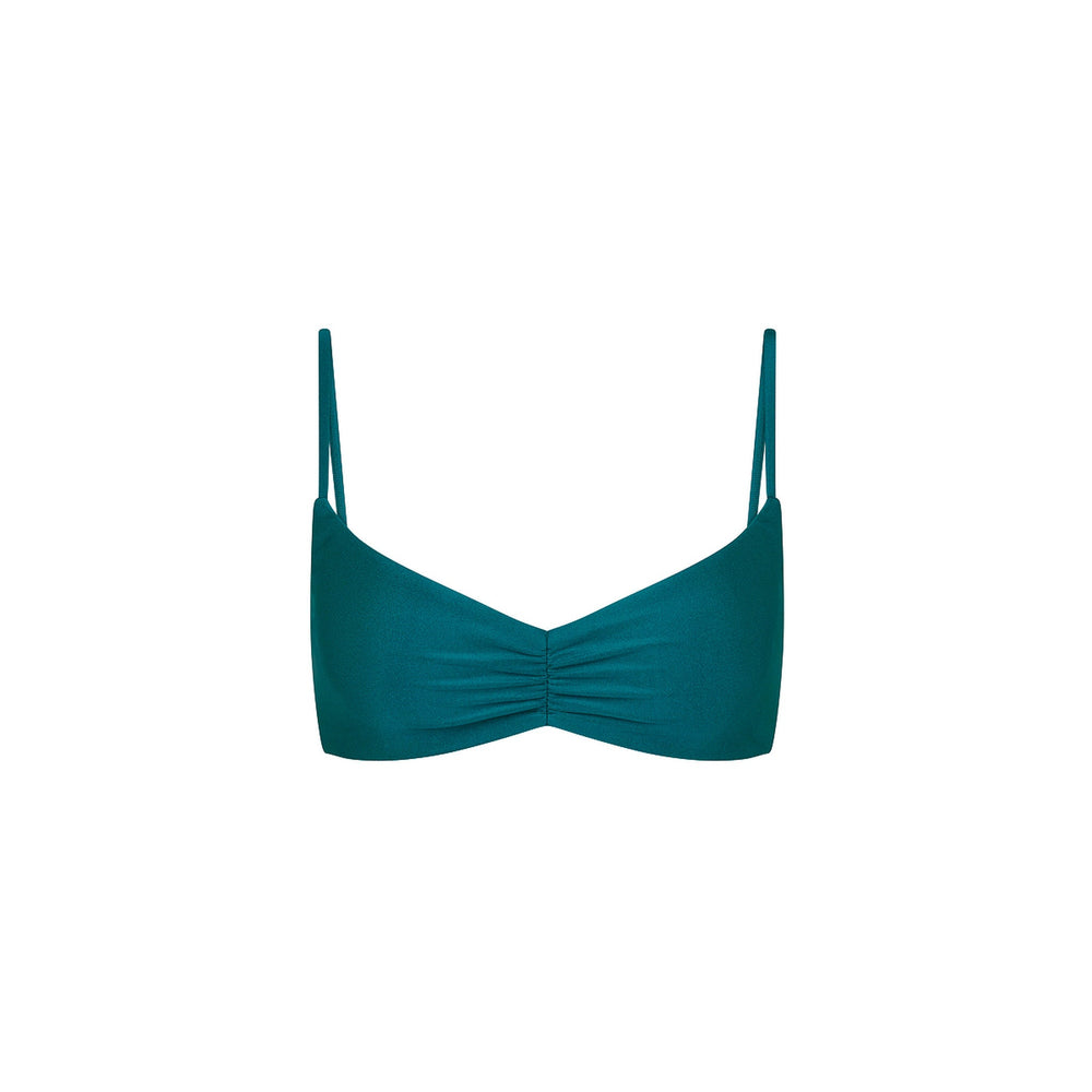 Gathered Mini Crop Bikini Top - Laguna Haze