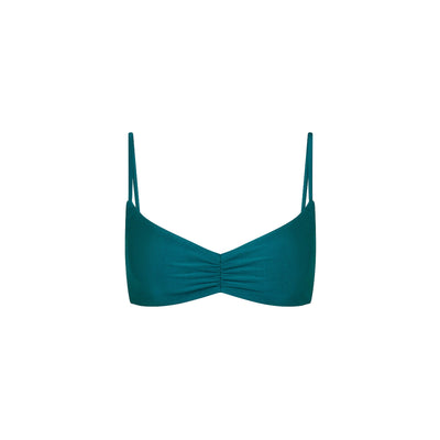 Gathered Mini Crop Bikini Top - Laguna Haze