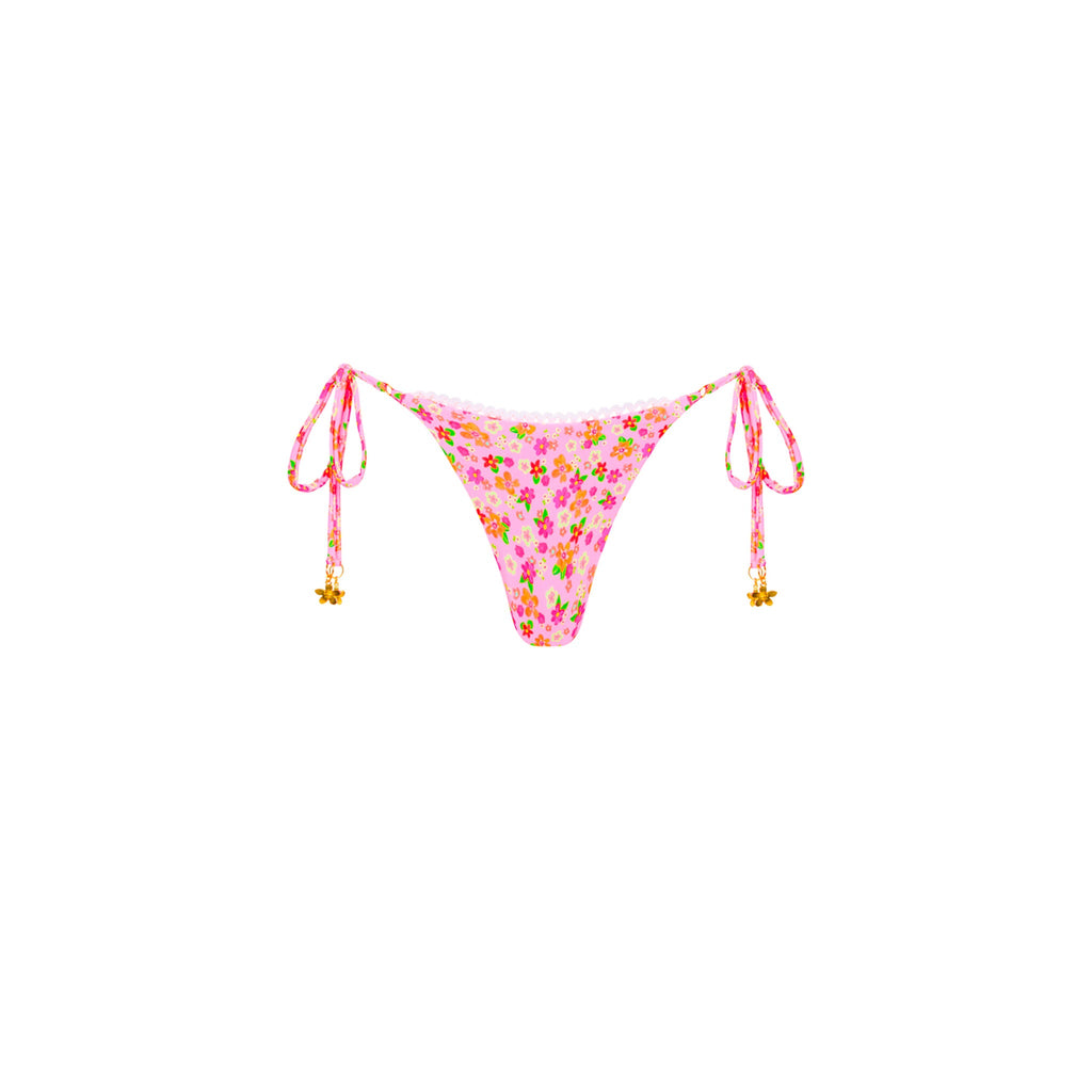 Thong Tie Side Bikini Bottom - Frangipani Fever
