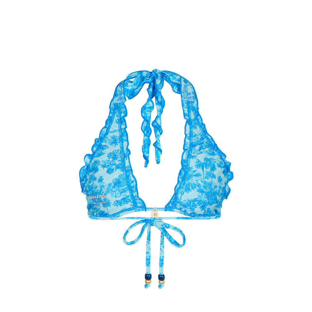 Lettuce Edge Halter Bikini Top - Ocean Paradise