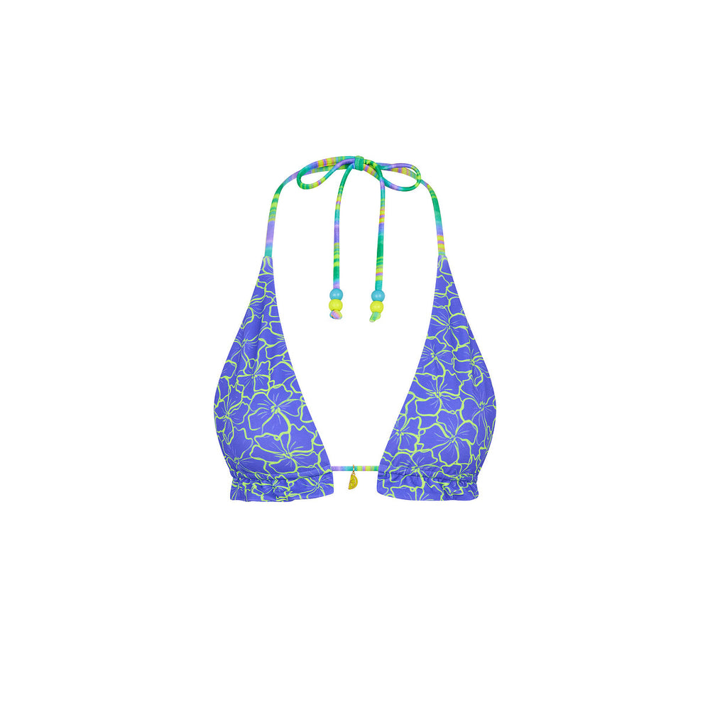 Frill Halter Bralette Bikini Top - Sugar Wave