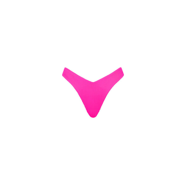 Y Cheeky Bikini Bottom - Flamingo Pink Ribbed