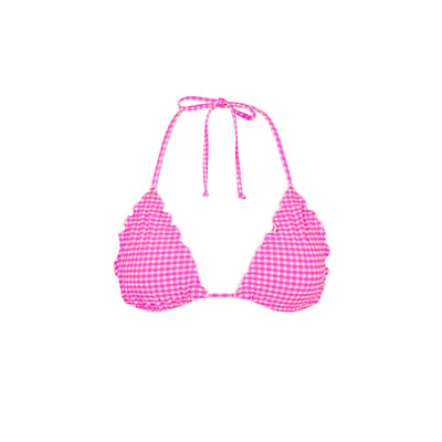 Lettuce Edge Bralette Bikini Top - Pink Diva