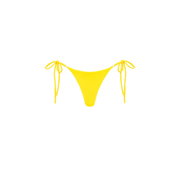 Thong Tie Side Bikini Bottom - Sunshine Yellow Ribbed