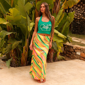 Satin Tie Side Maxi Skirt - Sunshine Lover