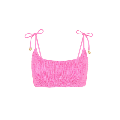 Simple Shirred Tie Crop - Island Rose