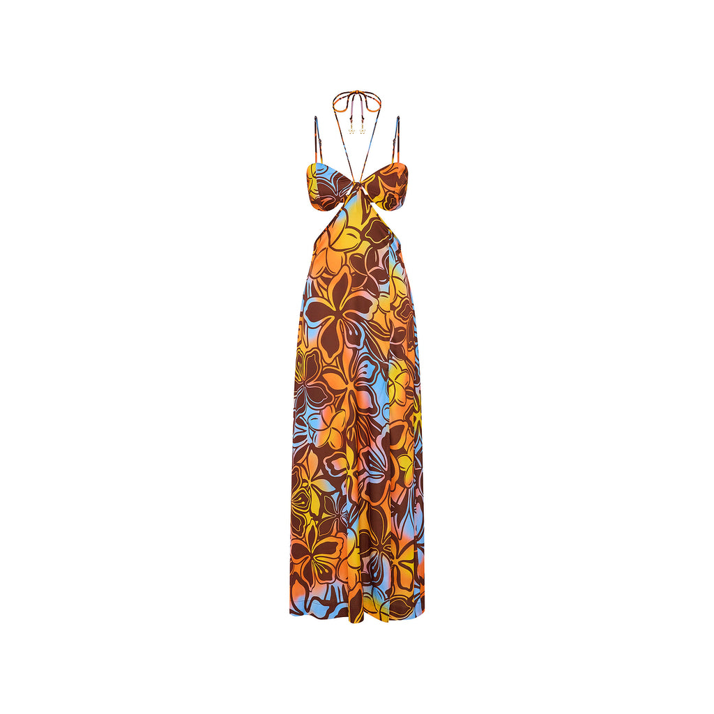 Strappy Cut Out Maxi Dress - Frangipani Fizz