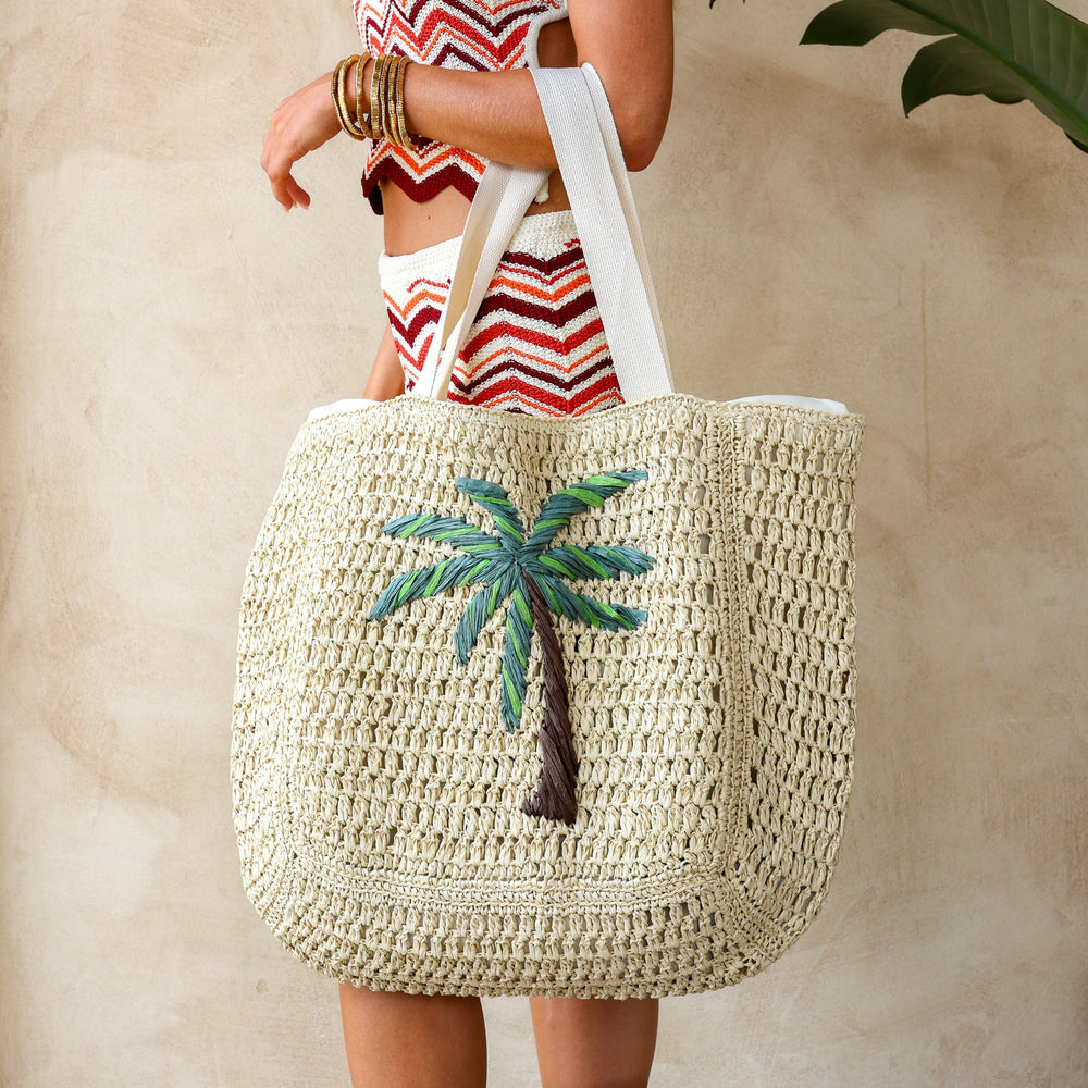 Straw Beach Tote Bag - Palm Breeze