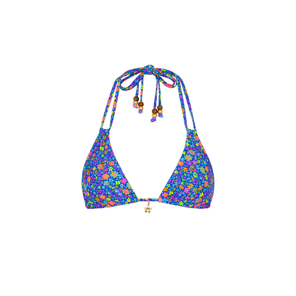 Halter Bralette Bikini Top - Electric Bloom