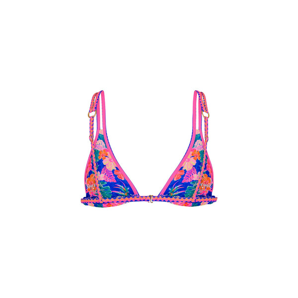 Twin Strap Bralette Bikini Top - Electric Palms
