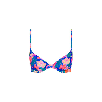 Slim Underwire Bra Bikini Top - Electric Palms