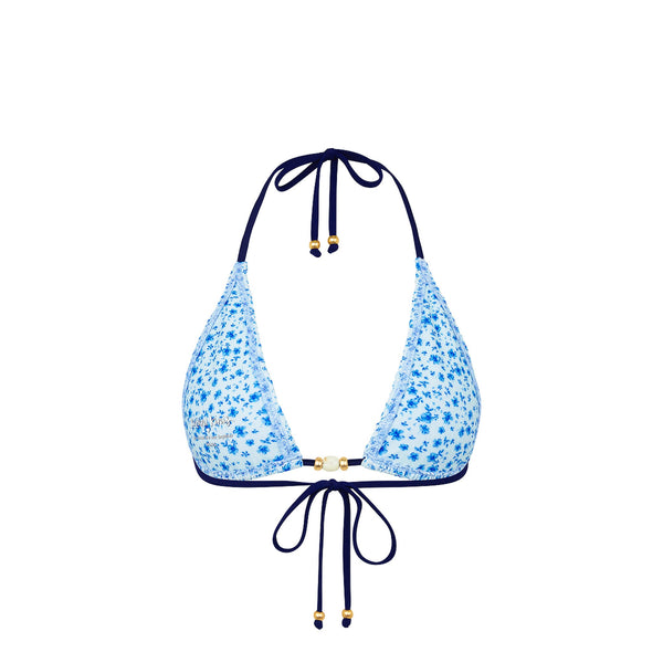 Shirred Triangle Bikini Top - Dream Flower