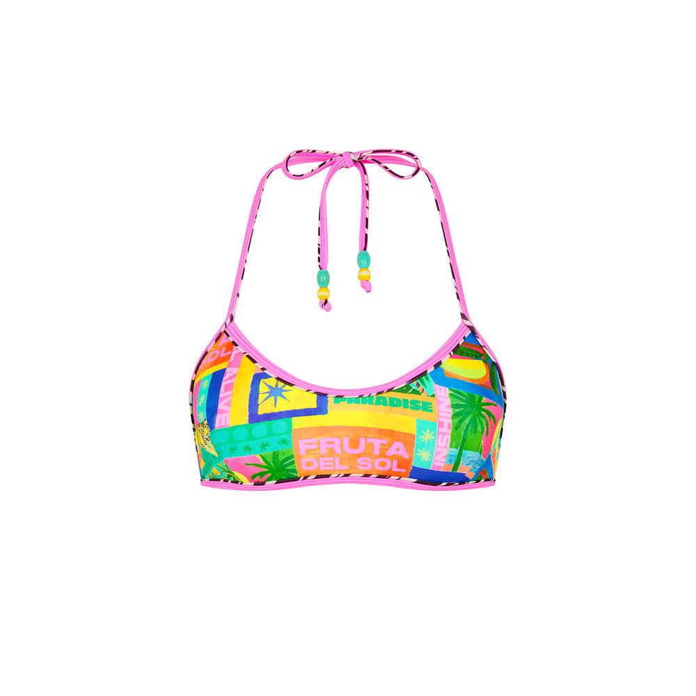 Double Bind Crop Halter Bikini Top - Sun Honey