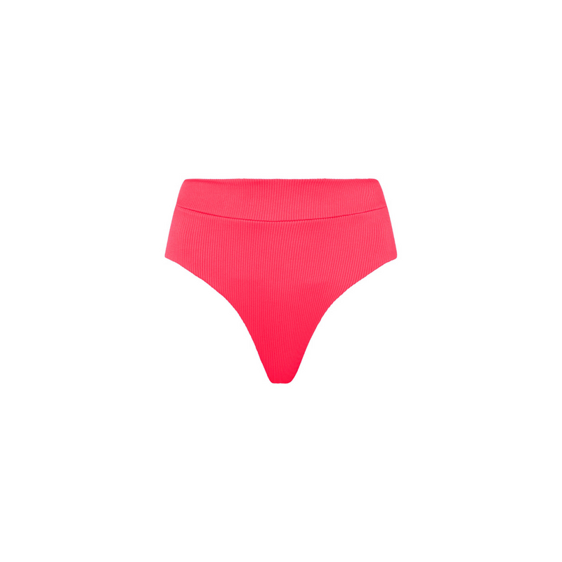 High Hip Cheeky Bikini Bottom - Watermelon Ribbed