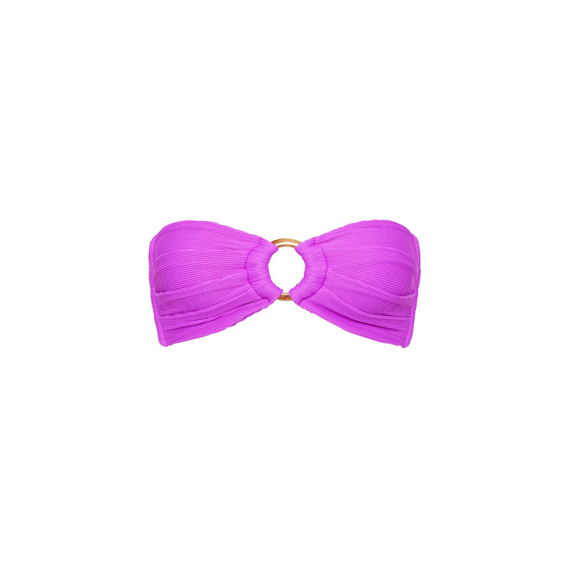 Strapless Bandeau Bikini Top - Electric Violet Ribbed