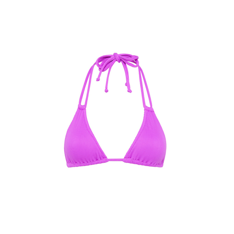 Halter Bralette Bikini Top - Electric Violet Ribbed