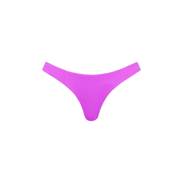 Minimal Full Coverage Bikini Bottom - Electric Violet Ribbed