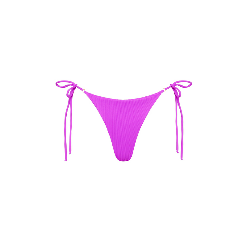 Thong Tie Side Bikini Bottom - Electric Violet Ribbed
