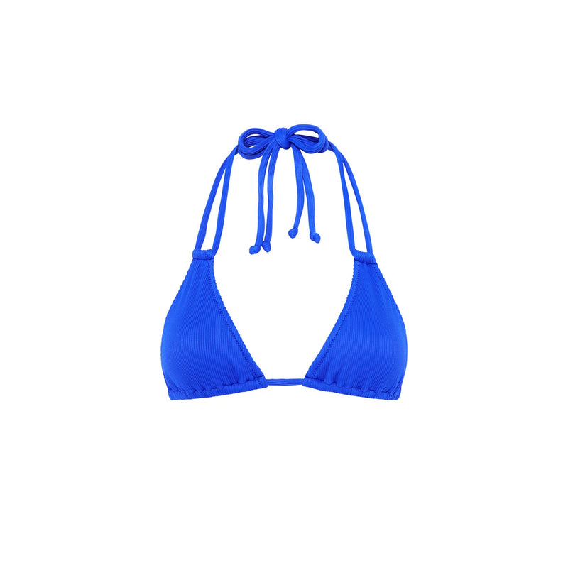 Halter Bralette Bikini Top - Ocean Blue Ribbed