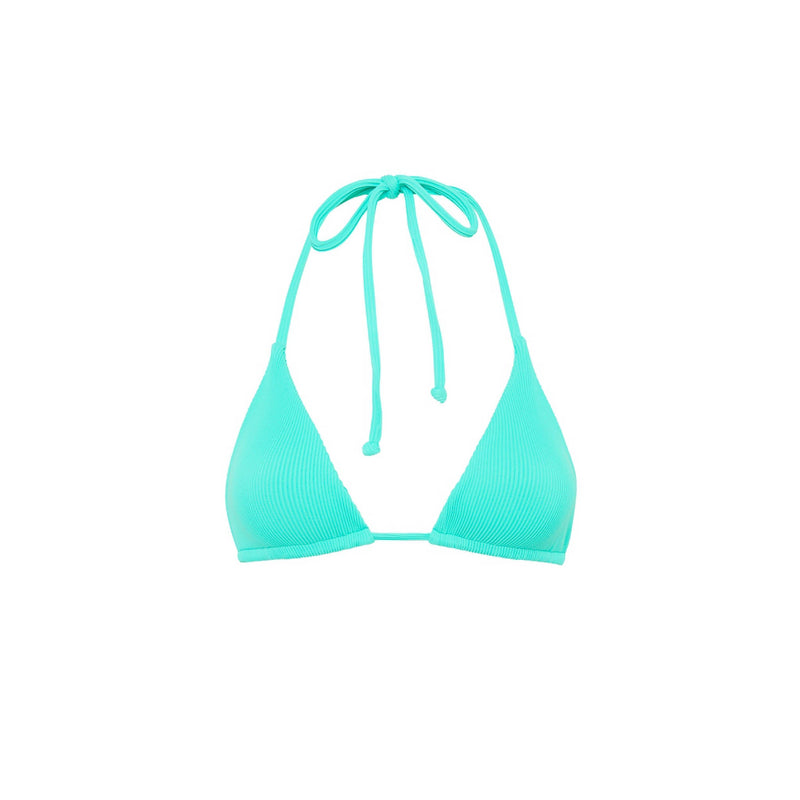Slide Triangle Bikini Top - Aqua Ribbed